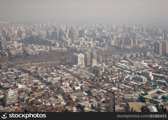 smog over Santiago, Chile, view from Cerro San Cristobal