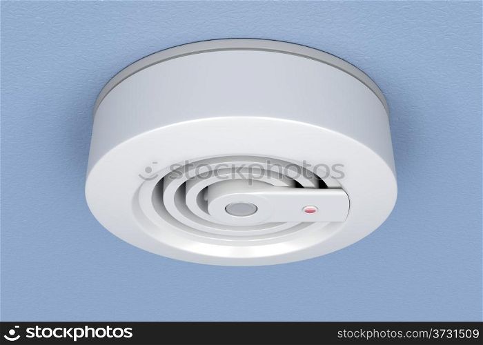 Smoke and fire detector on ceiling