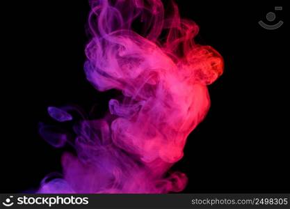 Smoke vapor puff colorful abstract shape isolated on black background