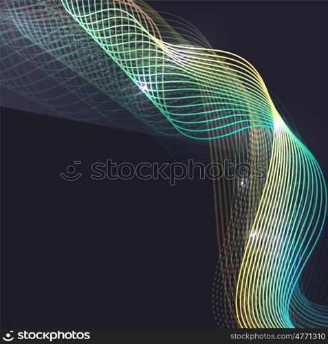 Smoke wave on dark background. Smoke colorful wave on dark background with glowing and effects