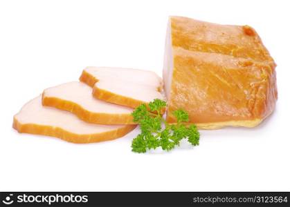 Smoked meat, isolated on a white background