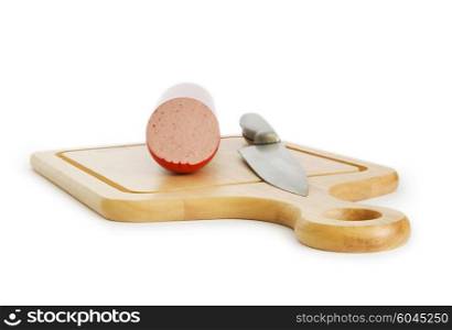 Smoked sausage isolated on the white background