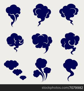 Smoking and steaming silhouettes sketch. Smoking and steaming silhouettes icons. Vector illustration in ball pen colors