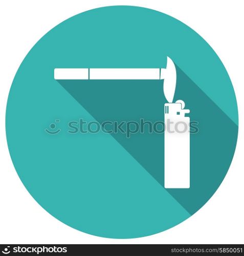 Smoking cigarette flat design with long shadow.