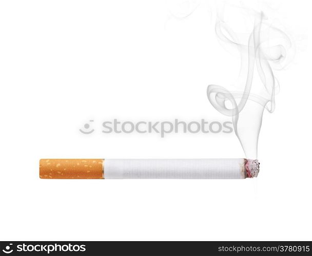 Smoking cigarette isolated on white background