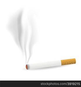 Smoking Cigarette. Smoking Single Cigarette Isolated on White Background
