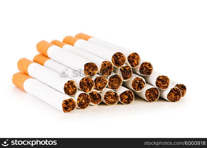 Smoking cigarettes isolated on the white background