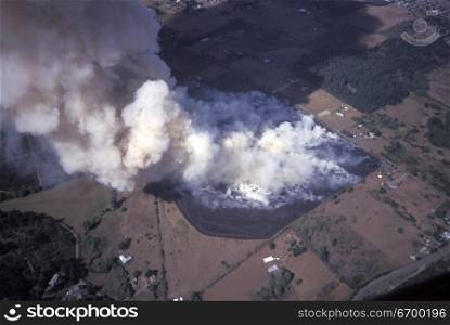 Smoking Fire Seen from Above