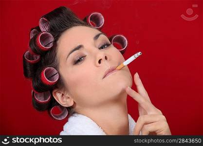 Smoking women in the salon