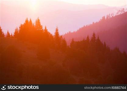 Smoky Mountains ridge at sunrise. Great Smoky Mountains National Park, USA