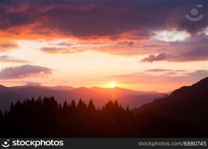 Smoky Mountains ridge at sunrise. Great Smoky Mountains National Park, USA