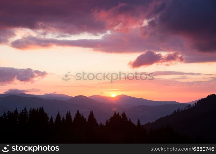 Smoky Mountains ridge at sunrise. Great Smoky Mountains National Park, USA