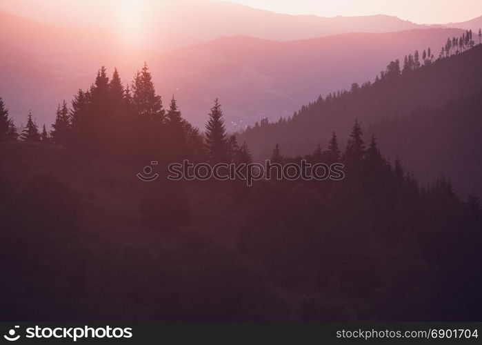 Smoky Mountains ridge at sunrise. Great Smoky Mountains National Park, USA