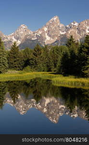 Smooth Water Reflecting Mountains Grand Teton National Park