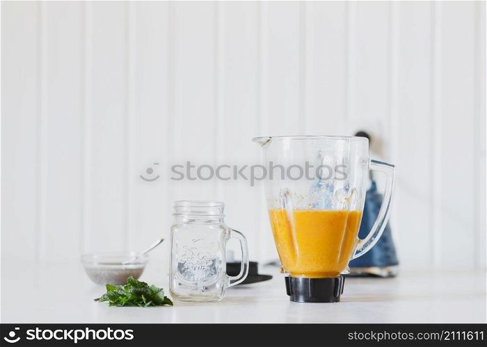 smoothie blender near jar