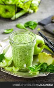 Smoothie of fresh green apple, celery and spinach