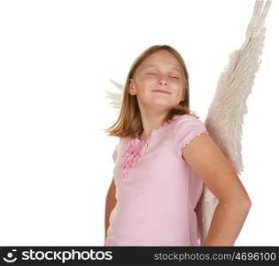 smug young fairy angel girl isolated on white