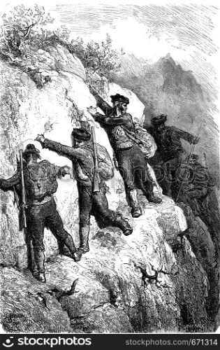 Smuggler of the Serrania de Ronda, vintage engraved illustration. Le Tour du Monde, Travel Journal, (1865).