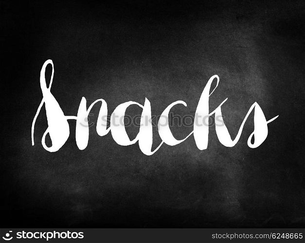 Snacks written on a blackboard