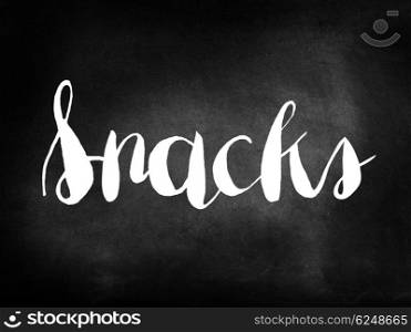 Snacks written on a blackboard
