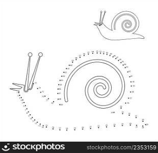 Snail Icon Dot To Dot, Shelled Gastropod Icon, Molluscs Vector Art Illustration