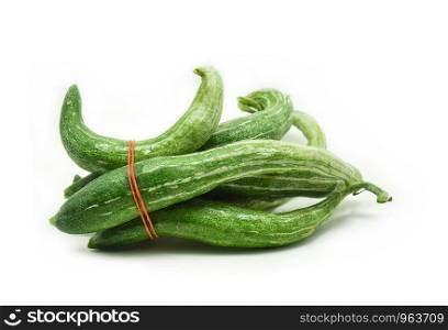 Snake gourd isolated on white background / Trichosanthes anguina