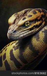 Snake portrait on dark background, AI Generative
