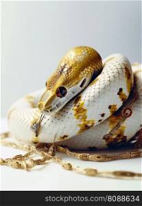 Snake with Jewelry on White Background. Generative ai. High quality illustration. Snake with Jewelry on White Background. Generative ai