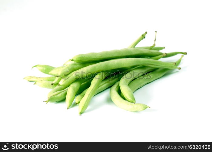 Snap bean on white background