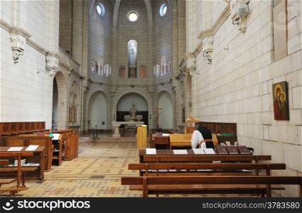 Snapshot interior of the church in the monastery Latrun (Israel)
