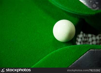 Snook white ball on the edge of the hole. Close to falling off the table. White ball to fall to lose points.