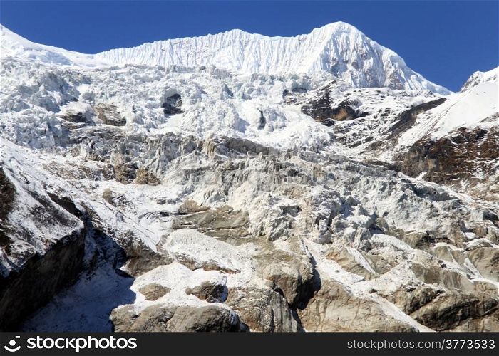 Snou on the top of Manaslu mount in Nepal