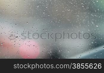 Snow And Rain In Cars Traffic.