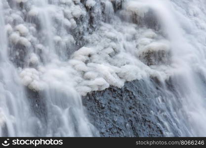 Snow at Fukuroda Falls Waterfall in Ibaraki Japan Winter