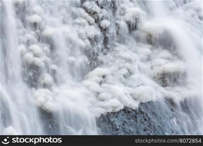 Snow at Fukuroda Falls Waterfall in Ibaraki Japan Winter