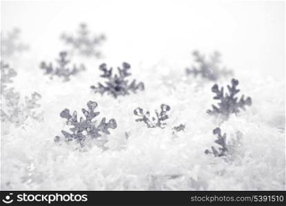 Snow background with cover and snowflakes