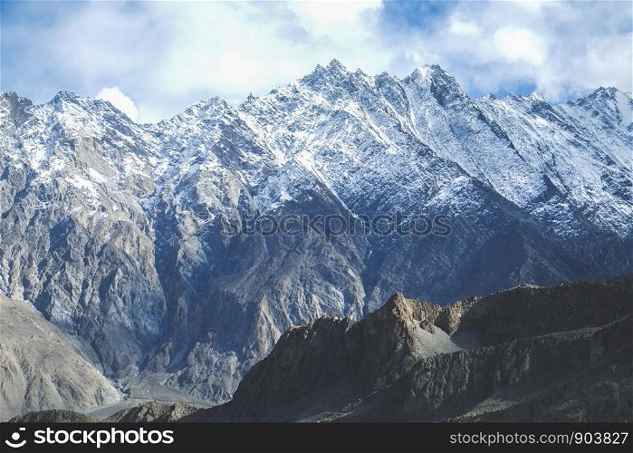 Snow capped mountains in Karakoram range. Passu, Gilgit Baltistan, Pakistan.