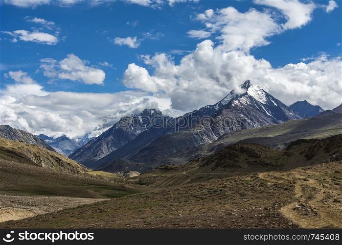 Snow capped mountains, Spiti, Himachal Pradesh, India.. Snow capped mountains, Spiti, Himachal Pradesh, India