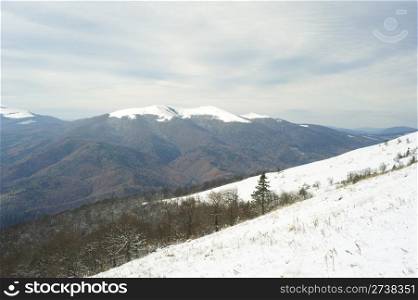 Snow covered Carpathians mountain in winter. Ukraine