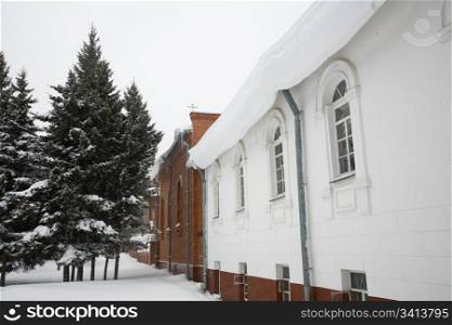 Snow-covered church. January 2007, Novosibirsk, Siberia