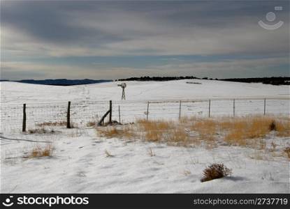 Snow covered field near Zion National Park, Utah