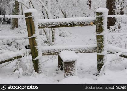 Snow covered footpath