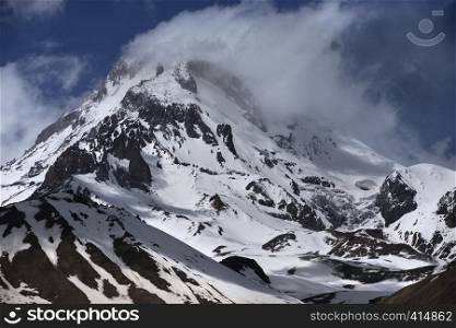 Snow-covered Mountain Kazbek Georgia Europe Caucasus Mountains