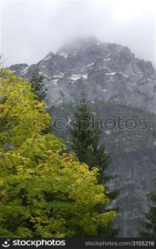 Snow covered mountain range in Slovenia