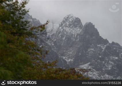 Snow covered mountain range in Slovenia