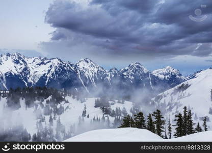 Snow covered mountains in winter season