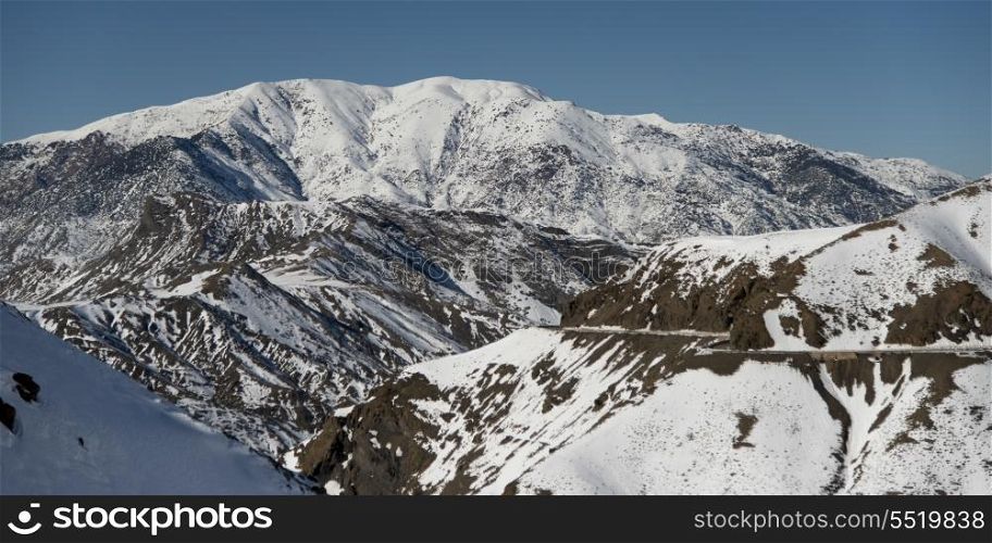 Snow covered mountains in winter, Tizi n&rsquo;Tichka, Atlas Mountains, Morocco