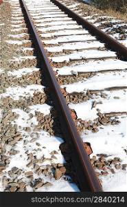 Snow covered rail-way