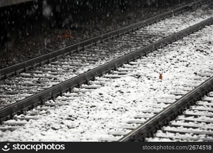 Snow-covered railroad