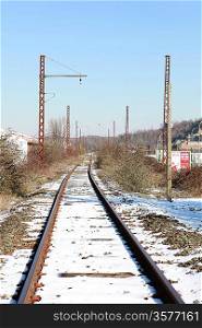 Snow covered railway tracks